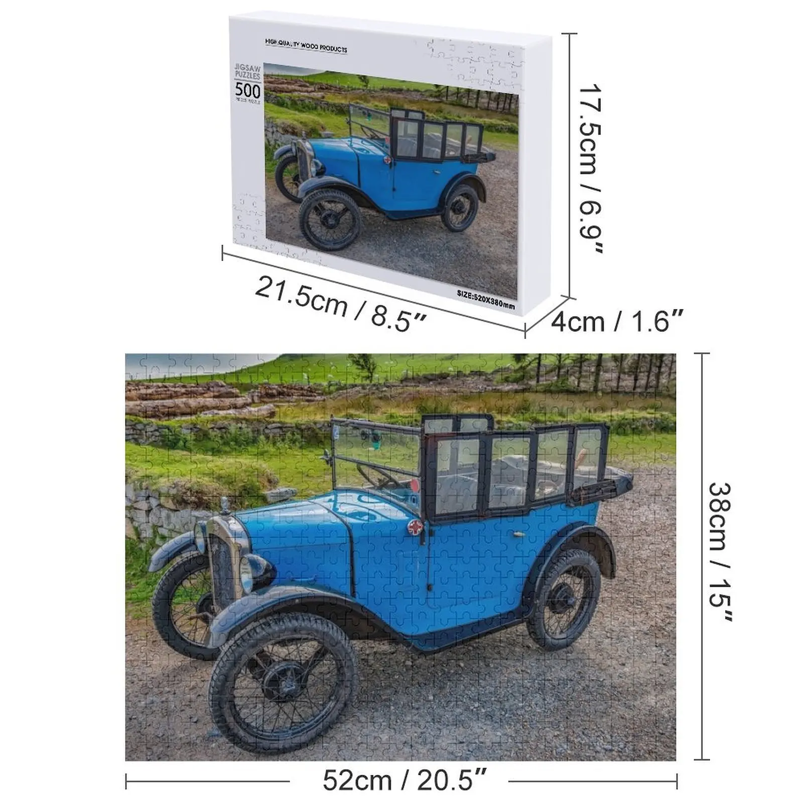 ปริศนาจิ๊กซอว์รถยนต์คลาสสิกออสติน 7 ทำจากไม้ ปรับแต่งชื่อได้ ปริศนาชื่อส่วนบุคคล