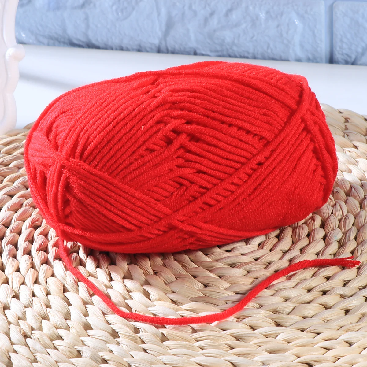 

Milk Cotton Yarn Chunky Soft Warm Comfortable for Knitting Crochet Sweaters Hats Scarves DIY Red Wool Milk Cotton Yarn