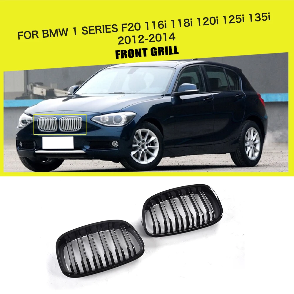 Griglia a rene anteriore stile M F20 per BMW 118i 120i 125i Hatchback 12-14 Nero lucido