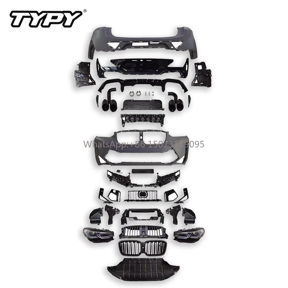 

Комплект кузова для X4 G02, обновленный для X4M F98 LCI 22+ в 2018-2021, включая сборку переднего бампера, заднюю губу, выхлопную систему