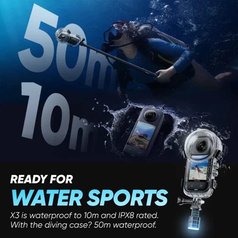 Adapts to Shadowstone Insta360X3 diving case 50 meters waterproof case accessories Insta360X4 invisible waterproof case