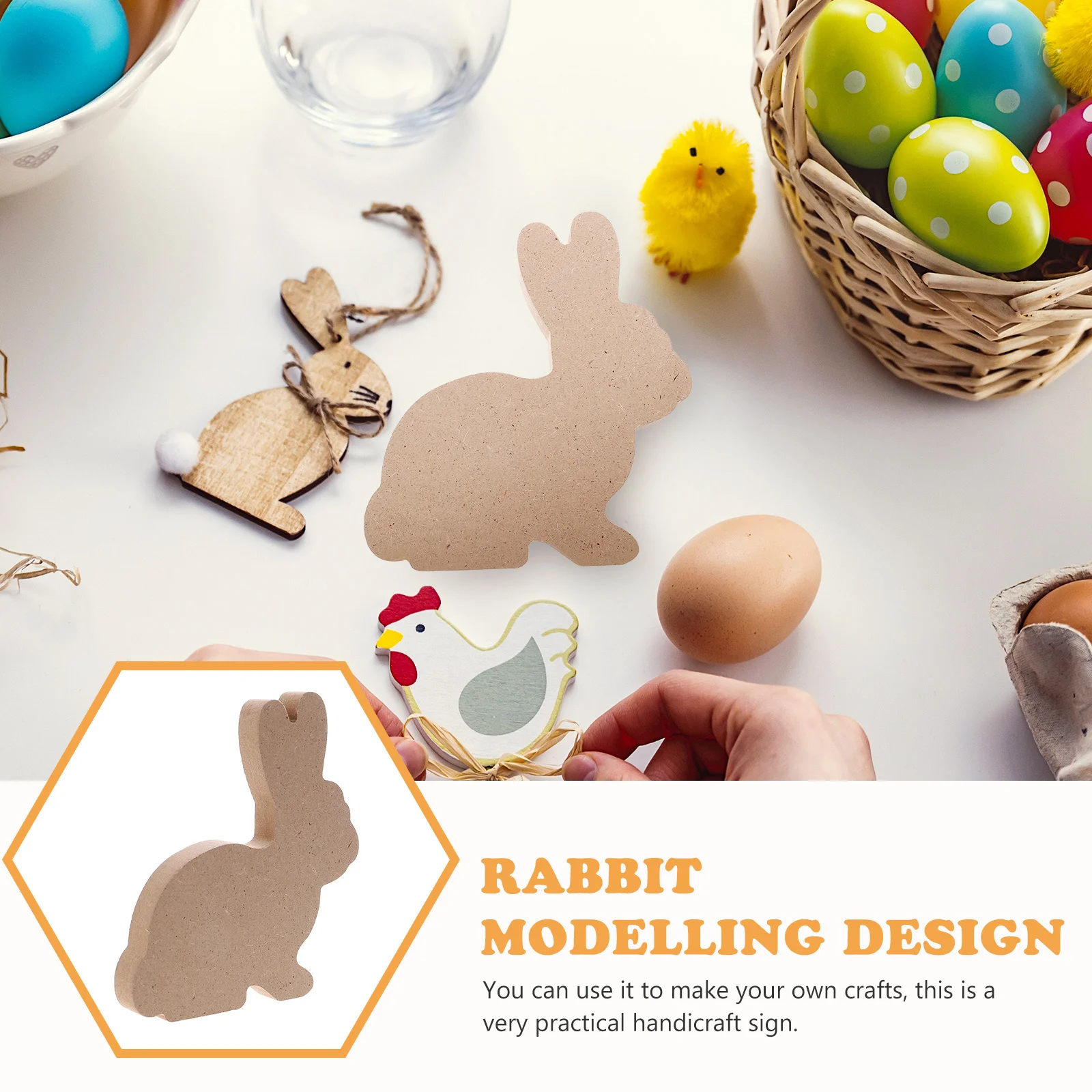 

Rabbits Shape Wood Sign DIY Painting Ornament Easter Tabletop Decor Wooden Craft Supplies Home Festival Decoration