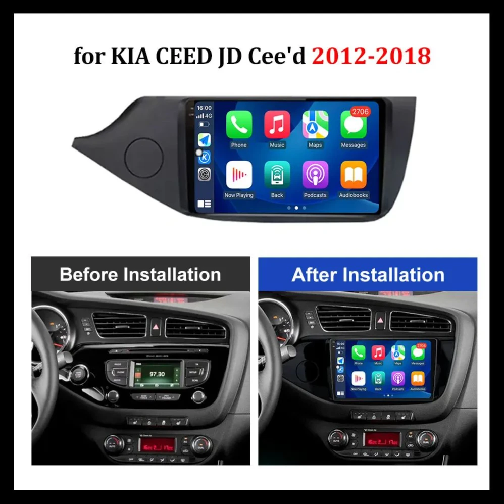 Android 13 Rádio de carro para KIA CEED JD Ceed 2012-2018, Multimídia Carplay Automotivo, Android Auto Sem Fio 8 Núcleo Áudio Estéreo