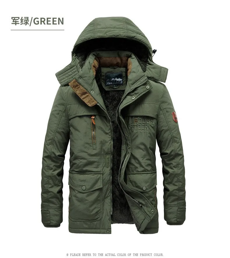 Men Winter Hooded Down Jackets Coats Fleece Warm Parkas Long Jackets Good Quality Male Outdoors Casual Winter Coats Size 6XL