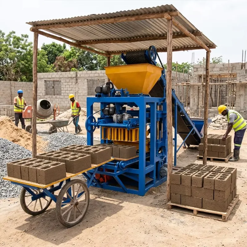 Small Manual Assisted Brick Making Machine Semi-automatic Concrete Hollow Block Machine Convenient For Rural Workshop