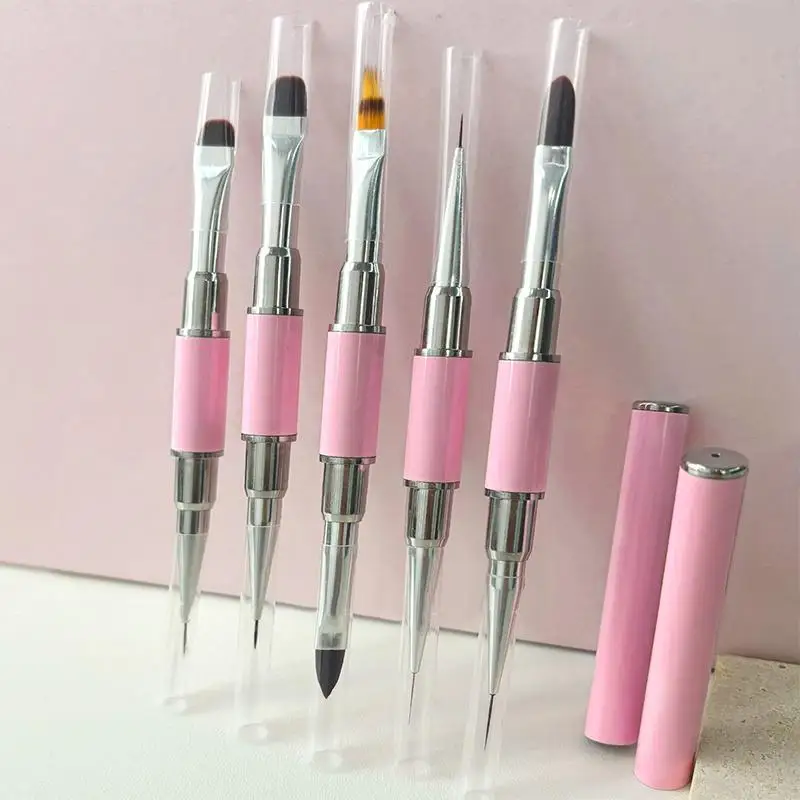 2 Way Nail Brush Dual-ended For Gel Polish Liner Flower Paint Drawing Salon Grade Tool For Home DIY Manicure Art Projects