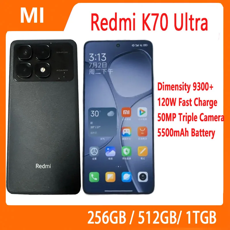 الأصلي Xiaomi Redmi K70 Ultra 5G 6.67 بوصة 1.5K عرض الأبعاد 9300 + 50MP سوني كاميرا 120 واط 5500 مللي أمبير الهاتف الذكي CN الإصدار