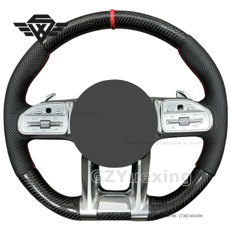 For Mercedes-Benz 809AMG Carbon Fiber Red Stitching Round Model Assembly With Paddle Steering Wheel