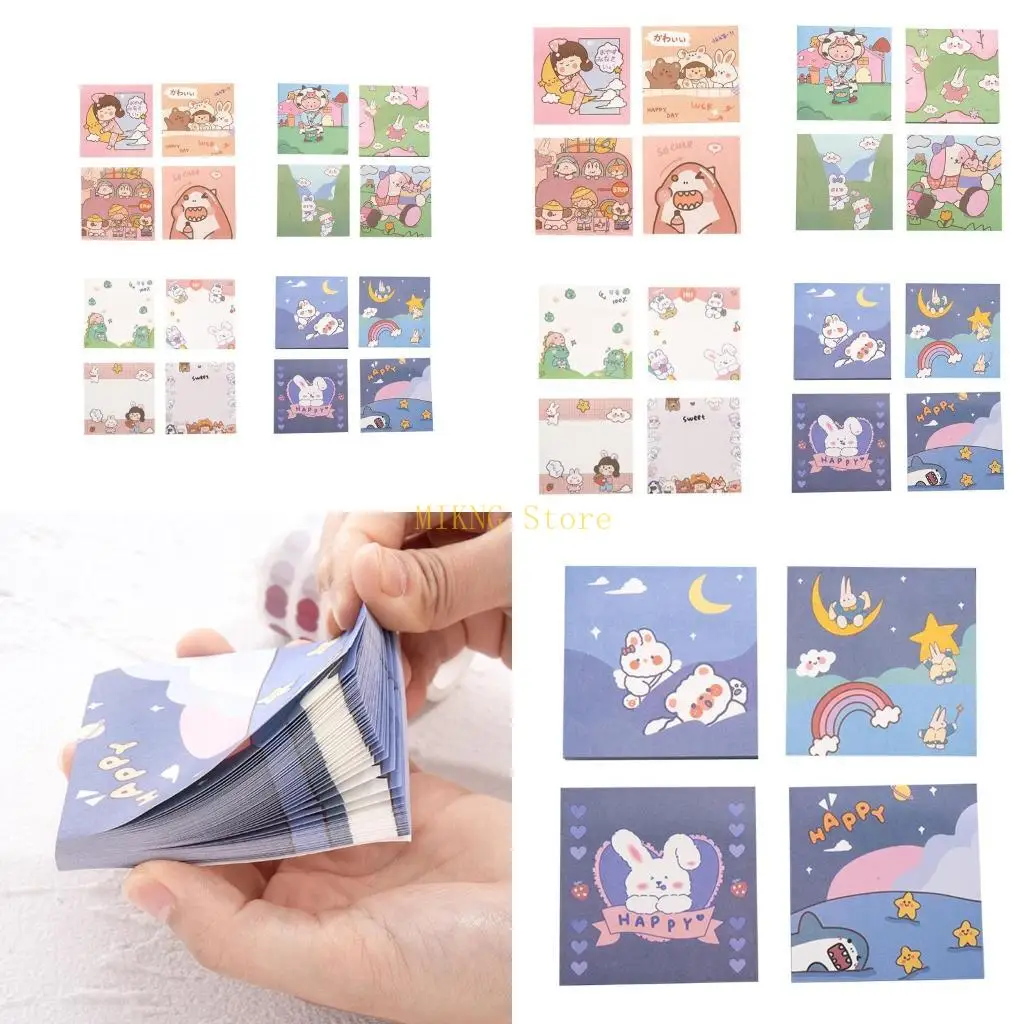 Cartoon Square Sticky Note Pad 80 Sheets/Pad for Reminders on Doors for Windows Walls Computer Book Pack of 4 Colorful best sale