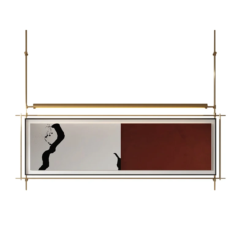 

Light luxury living roomsofa background wall hanging painting Restaurant atmosphere three-dimensional metal with lamp decoration