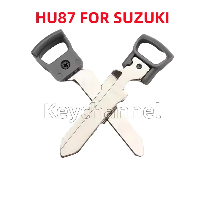 Keychannel-Hoja de llave de coche de 10 piezas, llave de emergencia en blanco HU87, hoja de llave sin llave para Suzuki Alto Hasla Lapin Wagon,