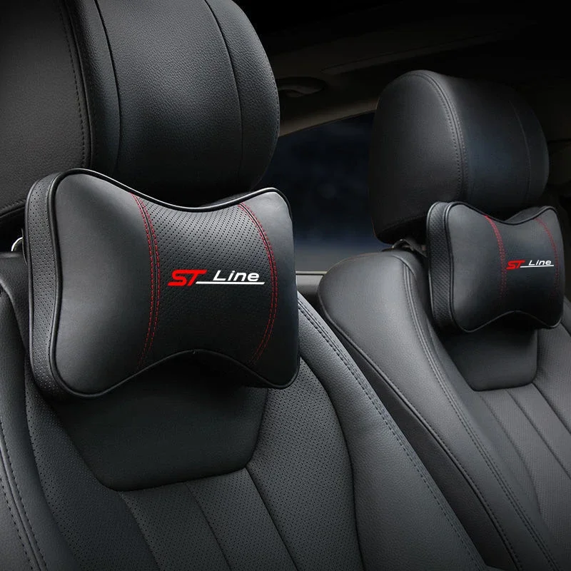 PU Leather Car Headrest Pillow Seatbelt Shoulder Pad For Ford Stline ST Focus 2 3 Fiesta Mondeo Mk3 Mk4 Car Accessories view 3