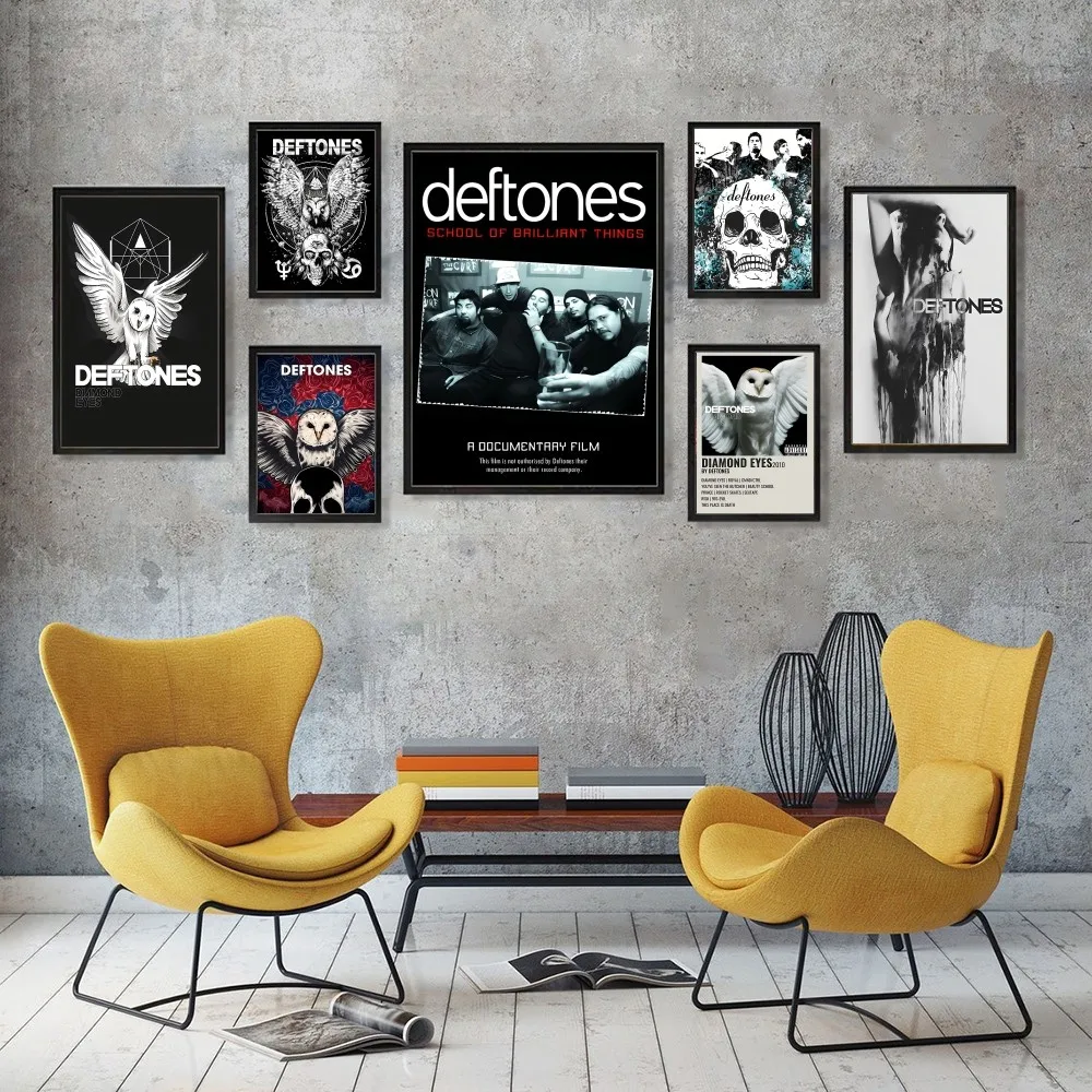 Rock Band D Deftones Poster 1PC Cartoon Pop Poster Paper Waterproof HD Sticker Bedroom Entrance Home Living Room Wall Decor