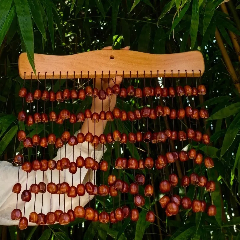Natural Nut Shell Wind Chimes Handmade Hanging Row Bells Yoga Meditation Relaxation Wind Chime Outdoor Sound Healing Hand Bells