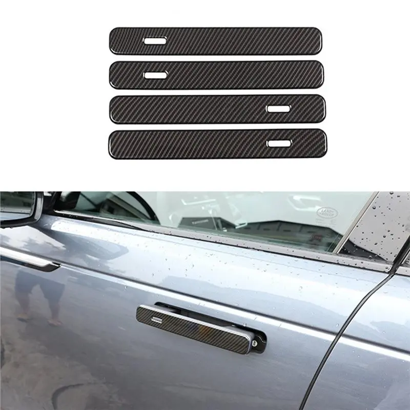 For Land Rover Range Rover VELAR 2017-2018 Compatible ABS Carbon Fiber Exterior Door Handle Trim Car Auto Parts Accessory-T61C