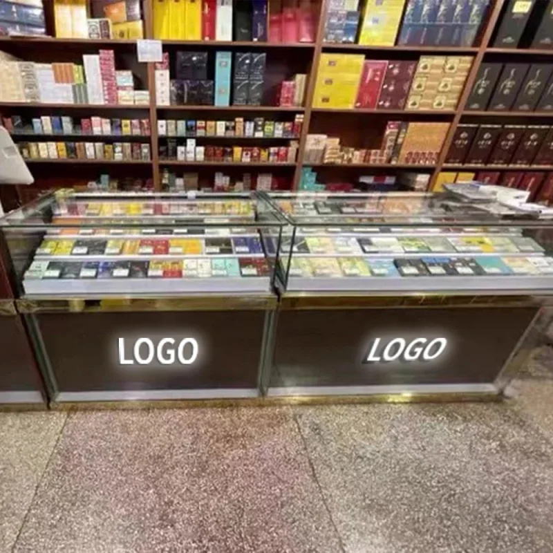 

Customize.Hong Zhan LED Lighted Tobacco Hookah Display Shelf Shopping Mall Store Fixture Cashier Showcase Smoke Shop
