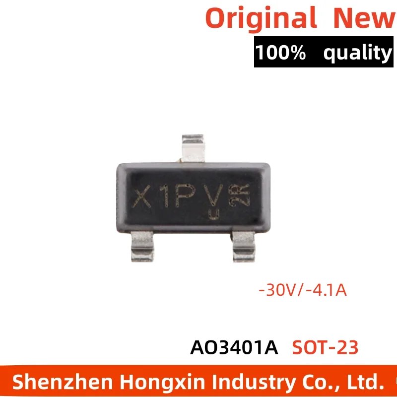100 pieces UMW AO3401A SOT-23-30V/-4.1A P-channel MOSFET chip