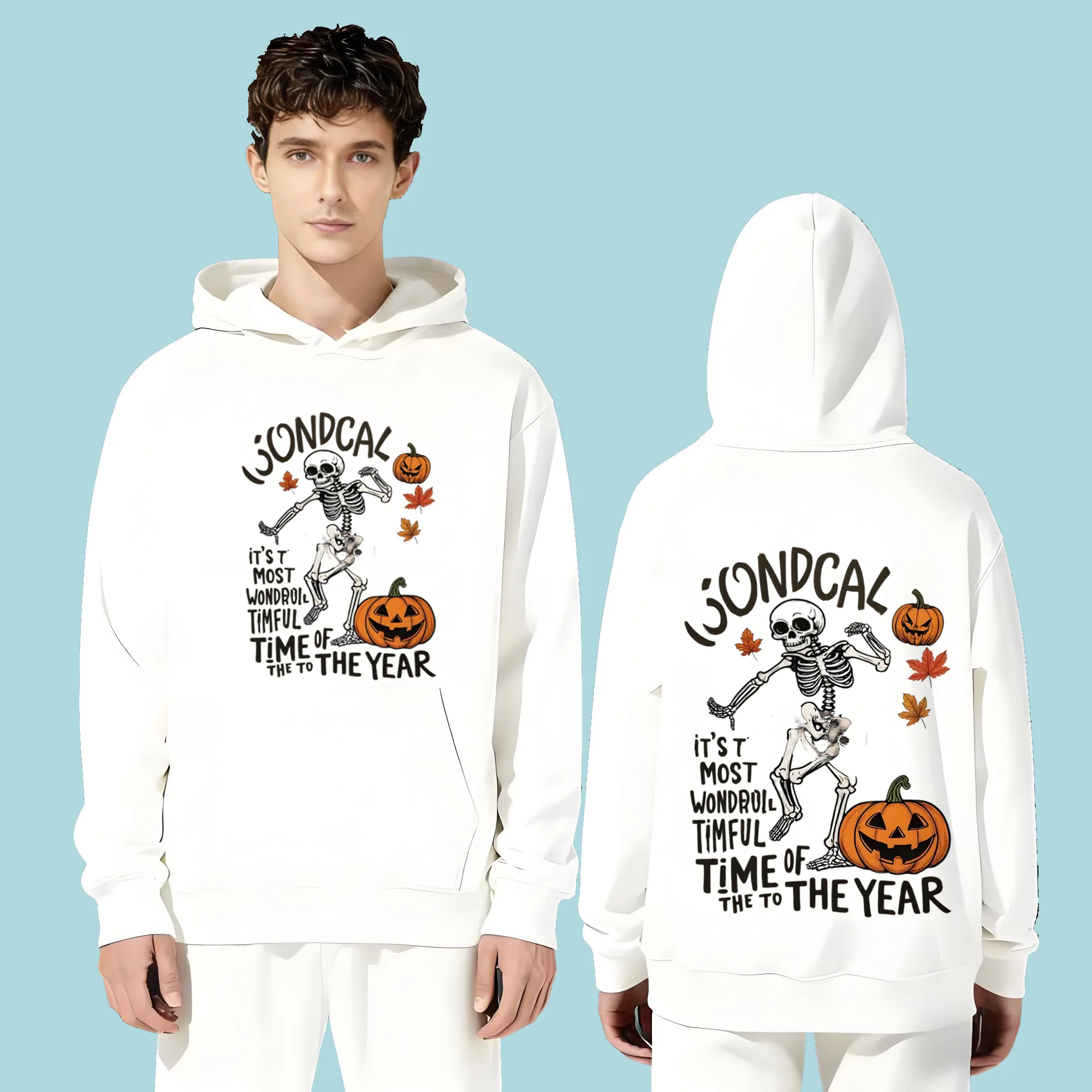 

This 2025 new stylish and versatile T-shirt is suitable for both men and women featuring skull and pumpkin prints