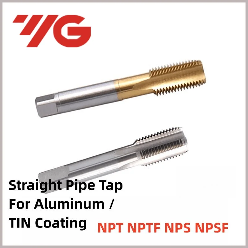 1PCS Korea YG American Pipe Straight Groove Tap For aluminum/With Tin Coating NPT NPTF NPS NPSF1/16-27 1/8 3/8 1/4-18 3/4 1/2-14