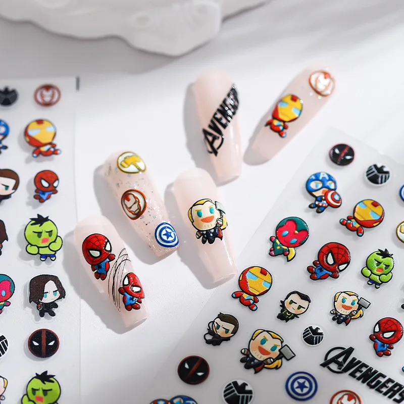 5D Marvel Superhero Adhesive Sticker Nail Art Decoration Disney Winnie the Pooh Mickey Stitch Nail Sticker Nail Art Accessories