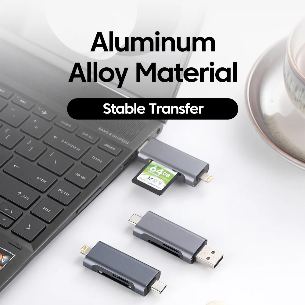 4in1 Multifunction USB TYPEC Lighting Card Reader External Storage Black Stretch for Memory Stick USB 2.0 Mini SD TF Card Reader