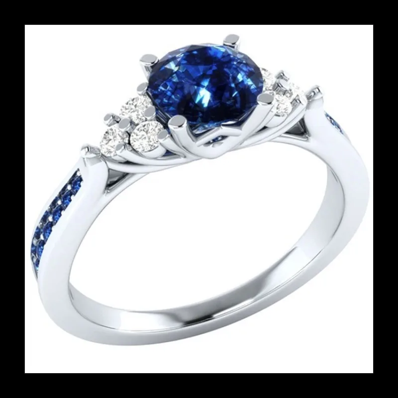 

Zhenrong Wish New Product Inlaid Sapphire Zircon Ring, Hot-selling 925 Silver Princess Engagement Ring