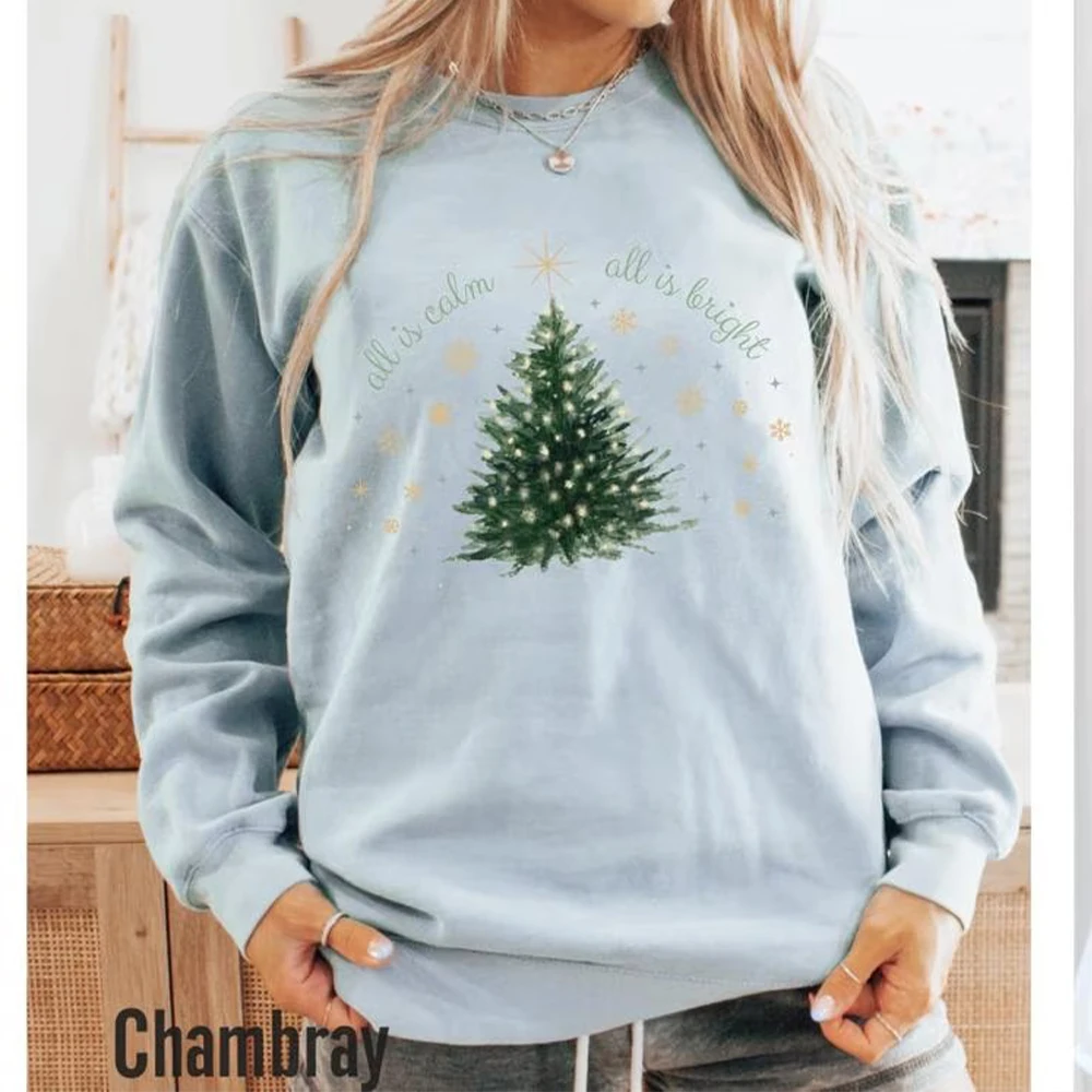 Damen Vintage Weihnachtsbaum Unisex Sweatshirt Minimal Chic Urlaub Sweatshirt Langarm Fleece Y2K Pullover Tägliche Streetwear