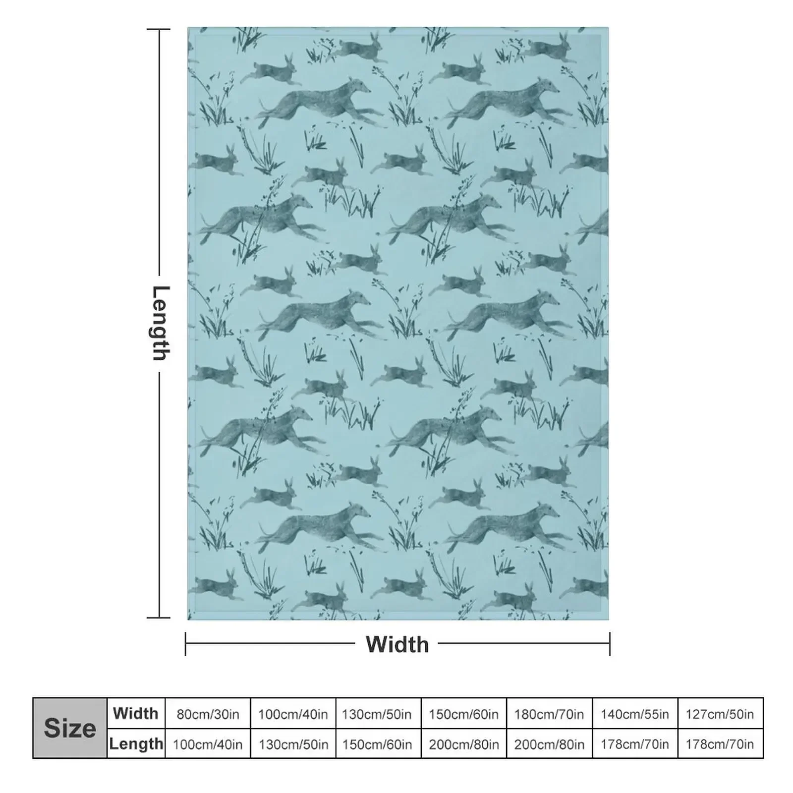 A galgo and a hare on turquise Throw Blanket Soft Plush Plaid Fashion Sofas Luxury Throw Flannel Camping Softest Blankets