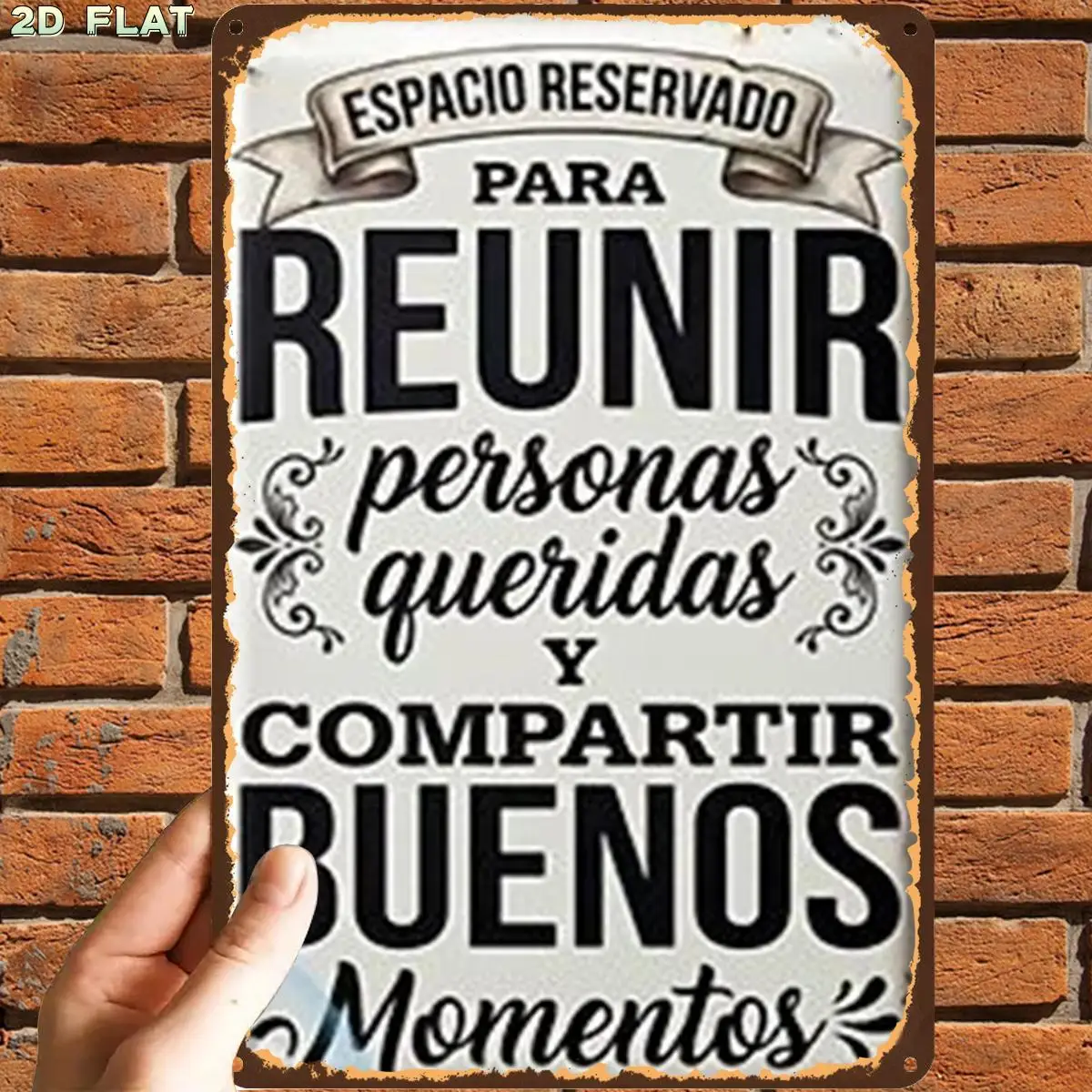 2D Flat, 1pc, Retro Vintage Reserved Space for Loved Ones to Share Good Moments Metal Tin Sign, Pre-Drilled Holes