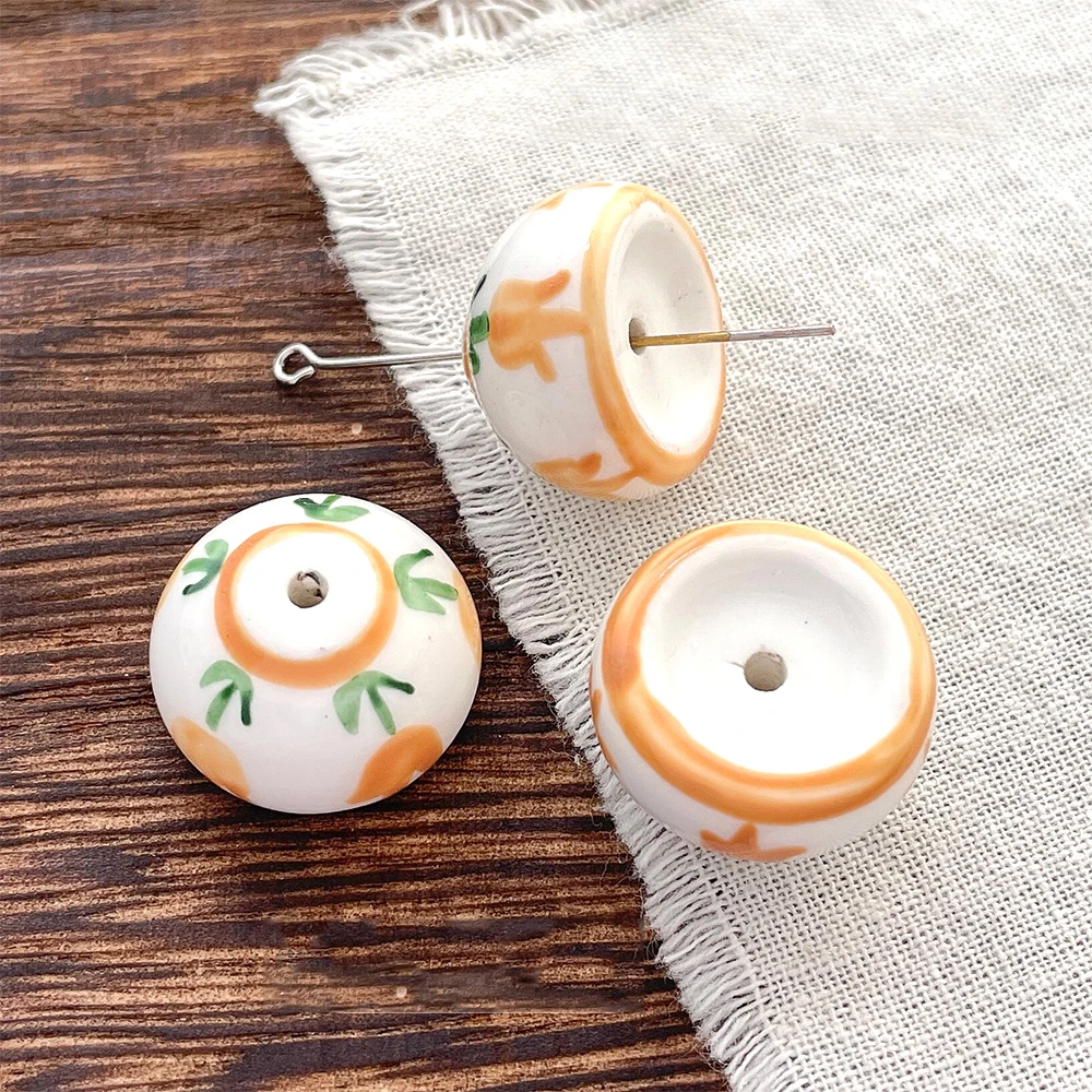Colorful Drip Oil Hand Painting Cactus Bowl Shaped Ceramic Beads DIY Fashion Jewelry Making Necklace Bracelet Accessory
