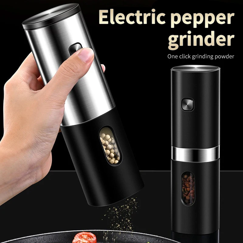 

Electric Salt and Pepper Grinders Stainless Steel Automatic Gravity Herb Spice Mill Adjustable Coarseness Kitchen Gadget