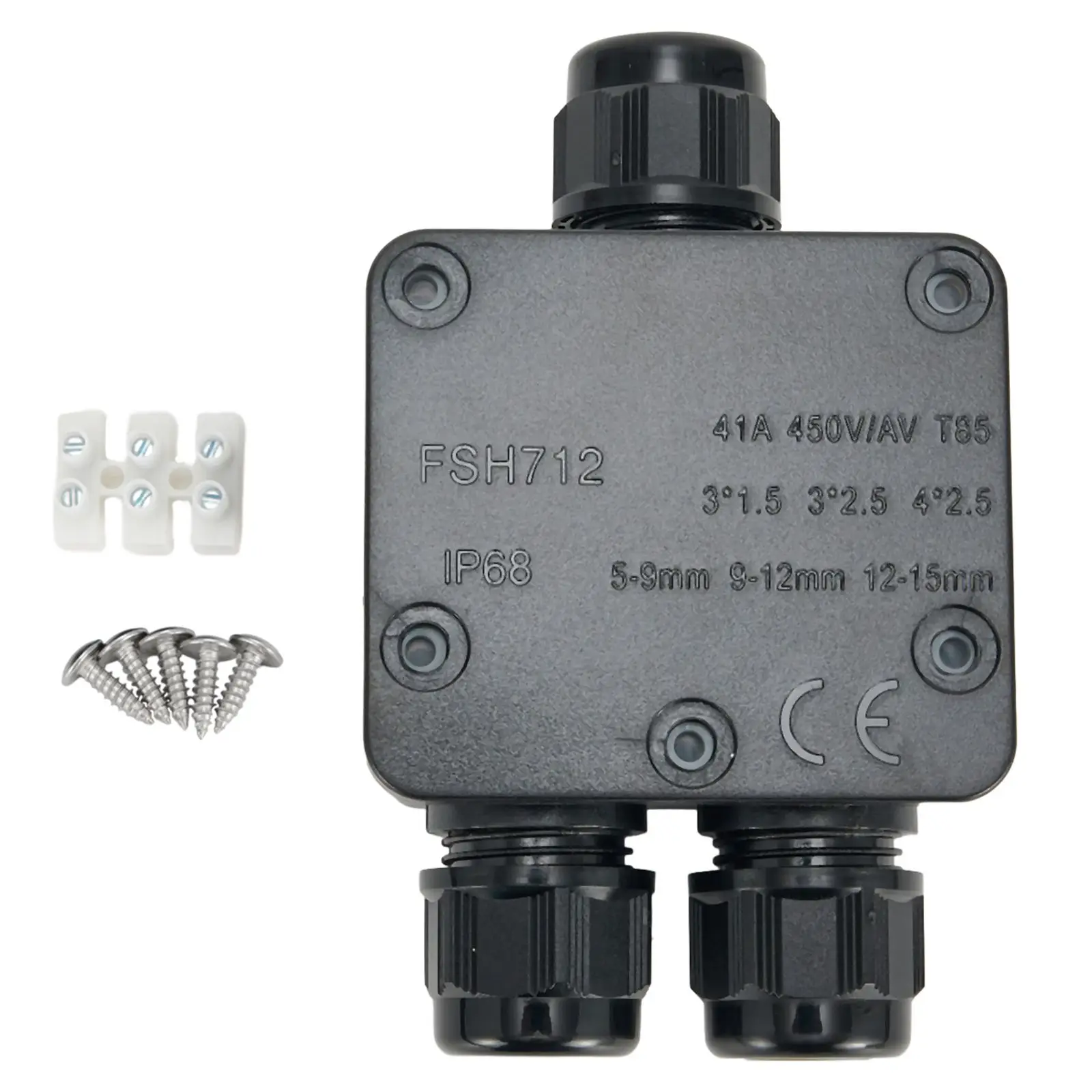 3-Way Junction Box 24A 450V Waterproof PC IP68 Cable Connector Earth Outdoor Connection Box 54mm* 29mm* 27mm Electrical Equipmen