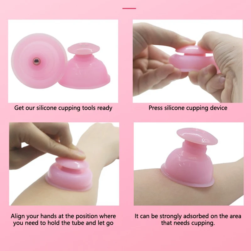 Copo de massagem para corpo e pescoço, Jarra Moxabustão, Cuidado Facial, Ferramenta de Beleza, Silicone Cupping, Rosa, Olho