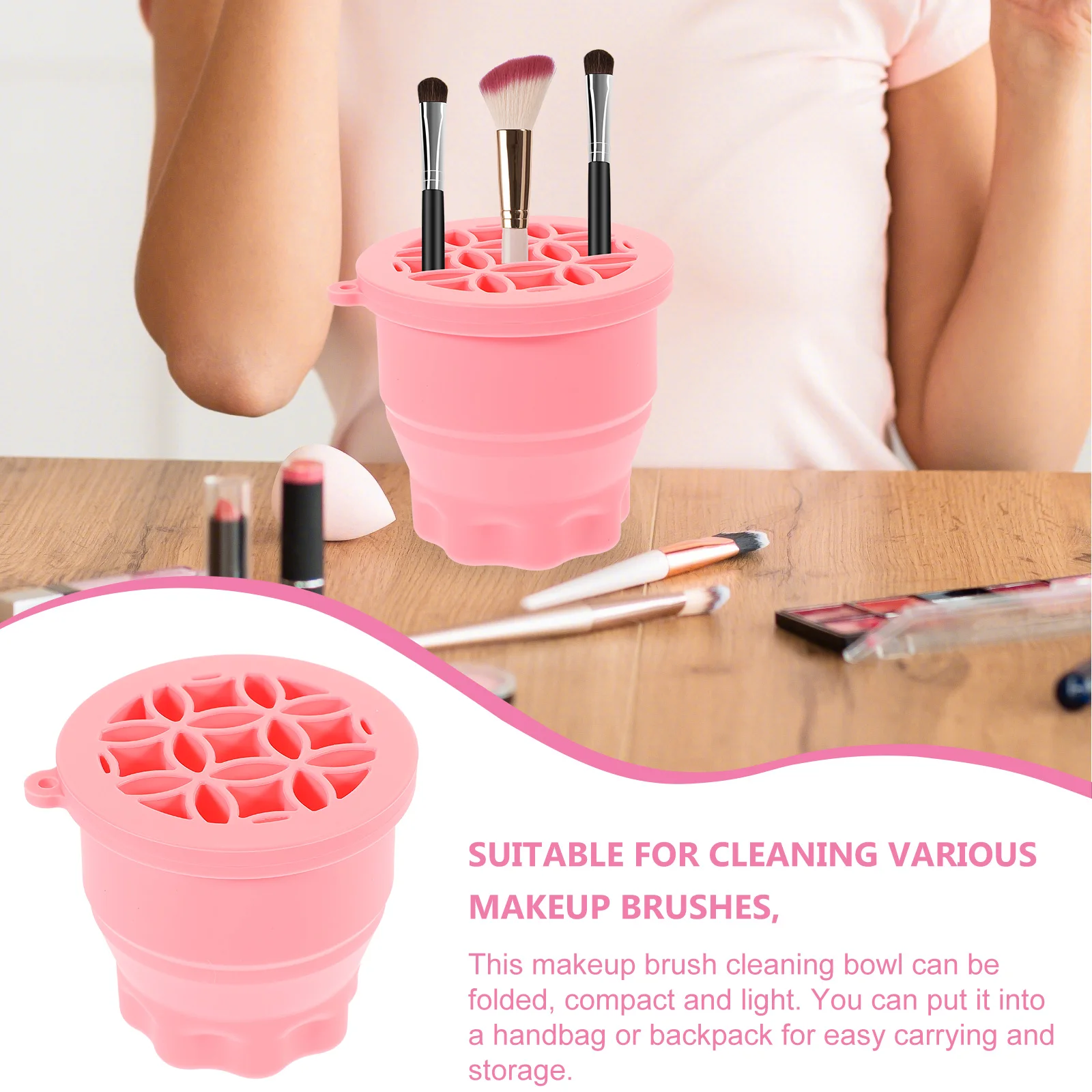 

Foldable Silicone Makeup Brush Cleaning Bowl Brush Cleaner Cup For Eyeshadow Brushes Compact Light Tool