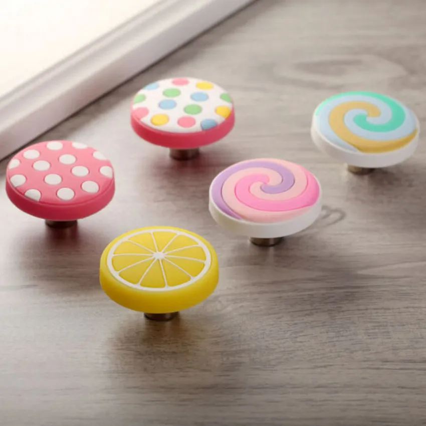 Color Soft Glue Environmental Protection Children Room Kids Knob Candy Drawer Shoe Cabinet Wardrobe Wine Cute Cartoon Handle