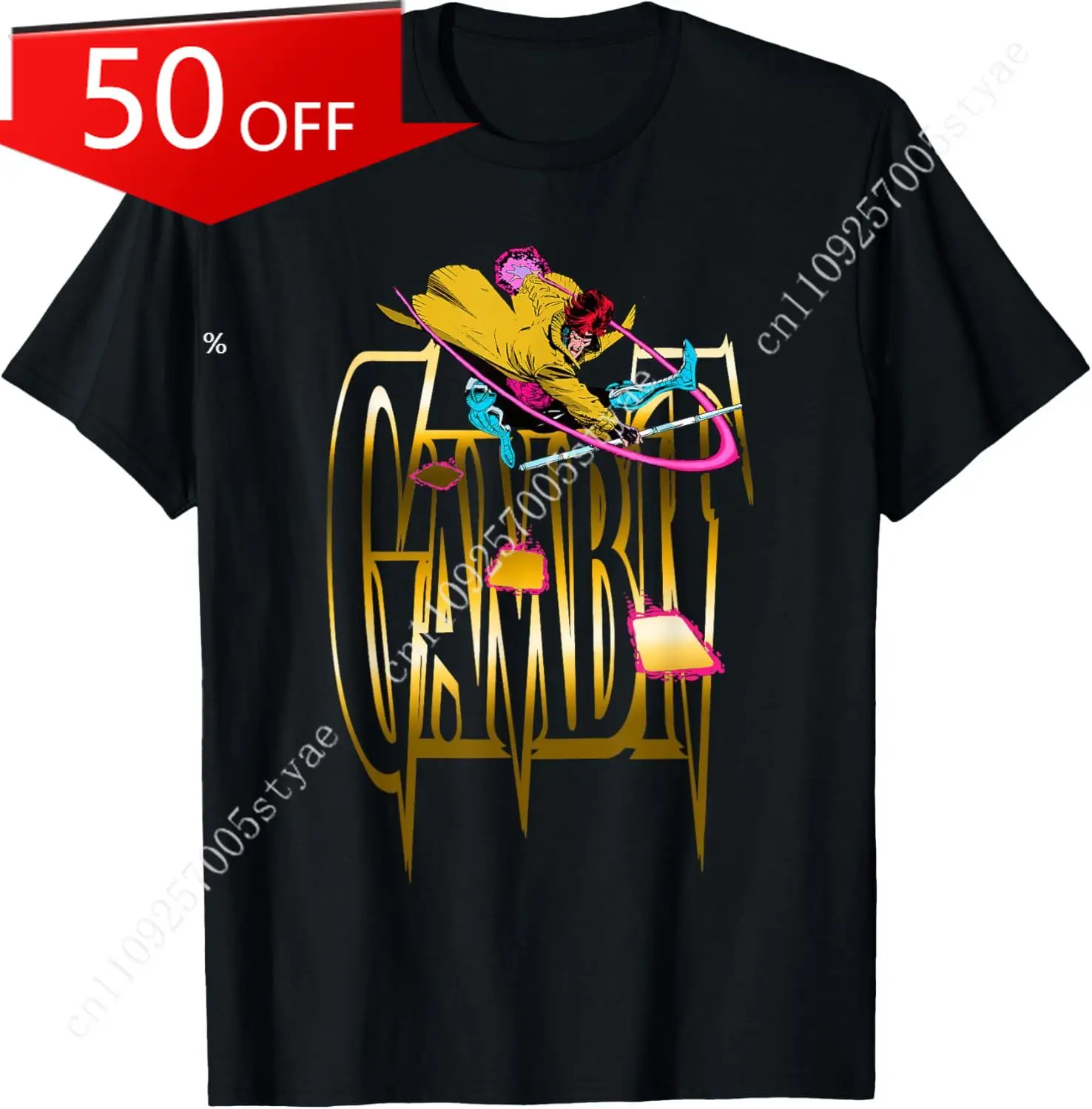 

Marvel X-Men Gambit Throwing Cards Epic Retro Logo T-Shirt