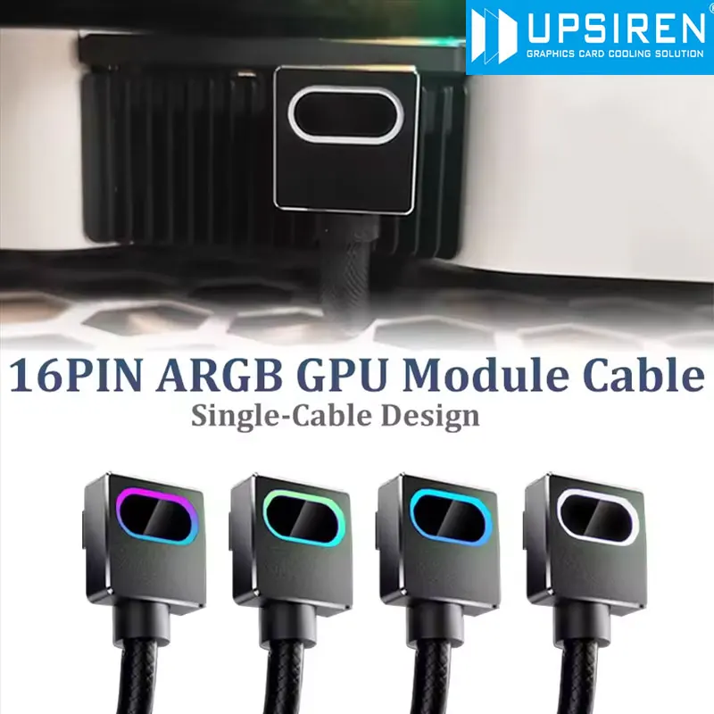 

UPSIREN GPU 16PIN Modular Cable,12VHPWR ARGB with 5V 3Pin,18AWG 90° Right-Angle Male to Male Design, 5090/3070 is Not Applicable