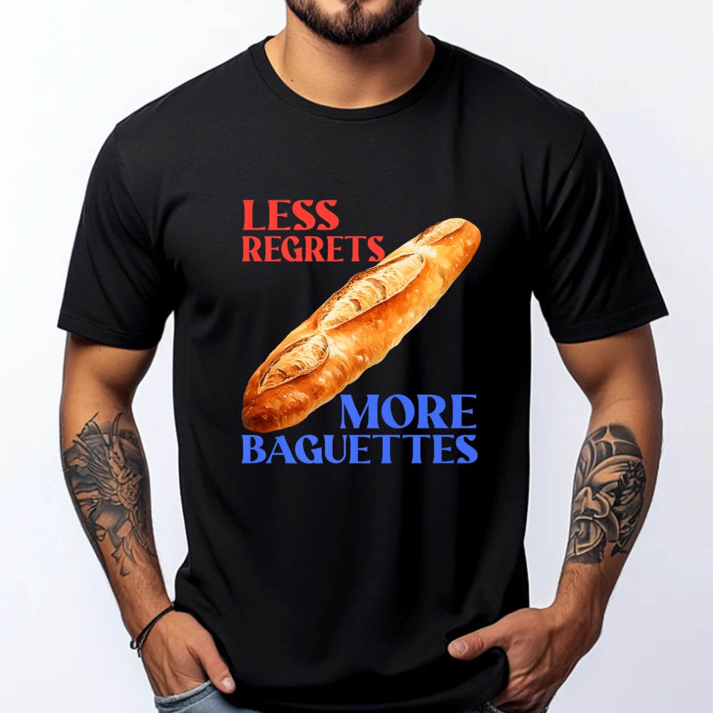 Menos regletas más Baguettes Baguette camiseta en blanco 100 ℅ Camisa de fiesta de algodón para hombre