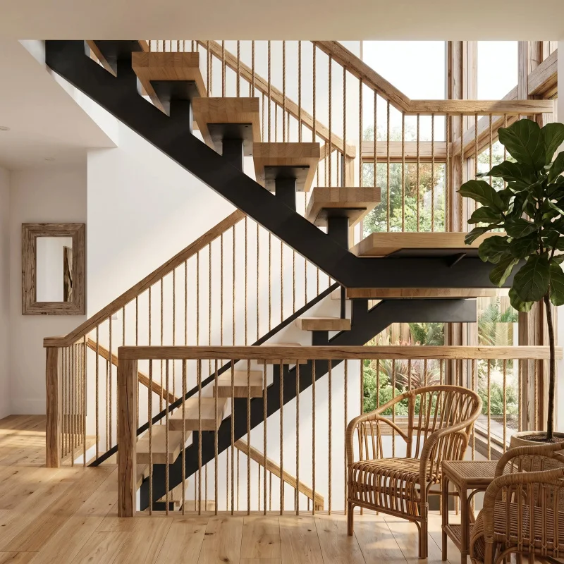 custom.Seamless Welded Mono Stringer Staircase with Hidden Mounting Hardware