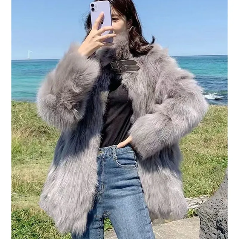 2025 Vrouwen Grote Maat 4XL Bontjas Koreaanse Dame Mode Casual Nepbont Top Herfst Winter Vrouwelijke High End Verdikte Pluche Jas