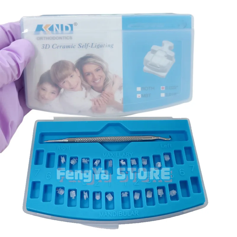 1 Caja de Brackets Dentales Autoligables de Cerámica, Brackets Transparentes Damon ROTH MBT 0.022 con 345 Ganchos, Brackets de Cerámica para Ortodoncia