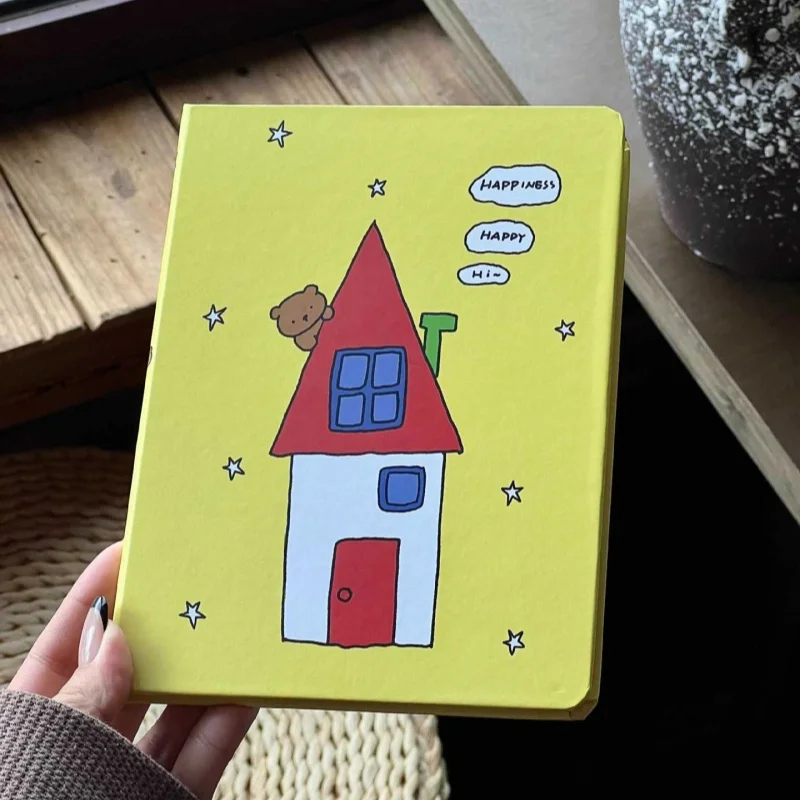 Cute Bear House Cartoon Hardcover Notebook Lined Journal Diary With Date Lines For Student Daily Writing Office Note Taking