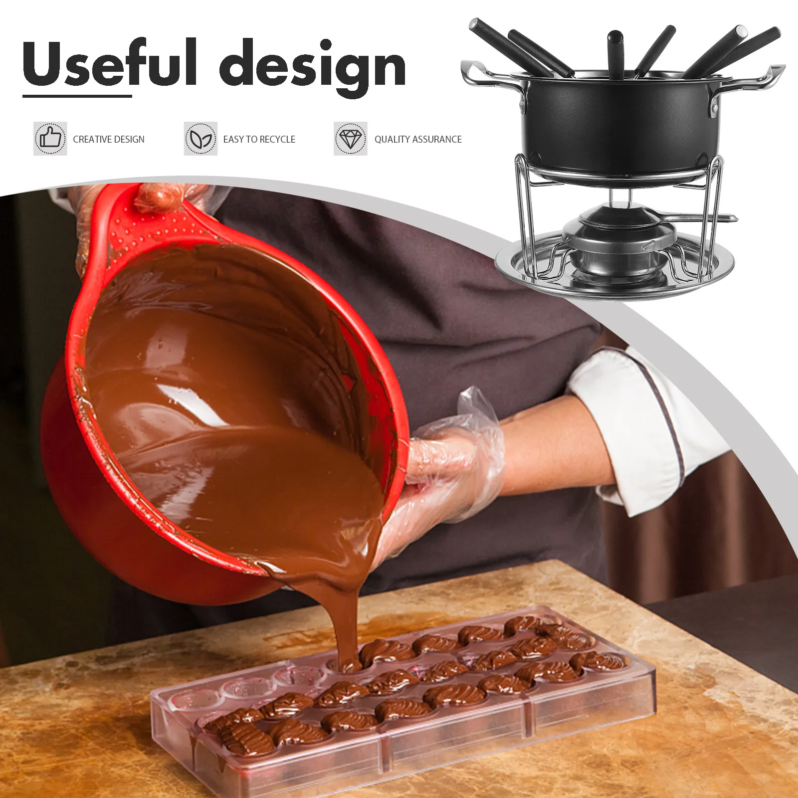1Set Professional Stainless Steel Chocolate Melting Pot Cheese Ice Cream Hot Pot Heating Furnace Multi-Purpose Kitchen Tool
