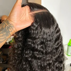 Perruque Lace Front Wig sans colle naturelle bouclée, cheveux humains, pre-plucked, Deep Wave, 13x6 HD, pre-plucked, pre-plucked