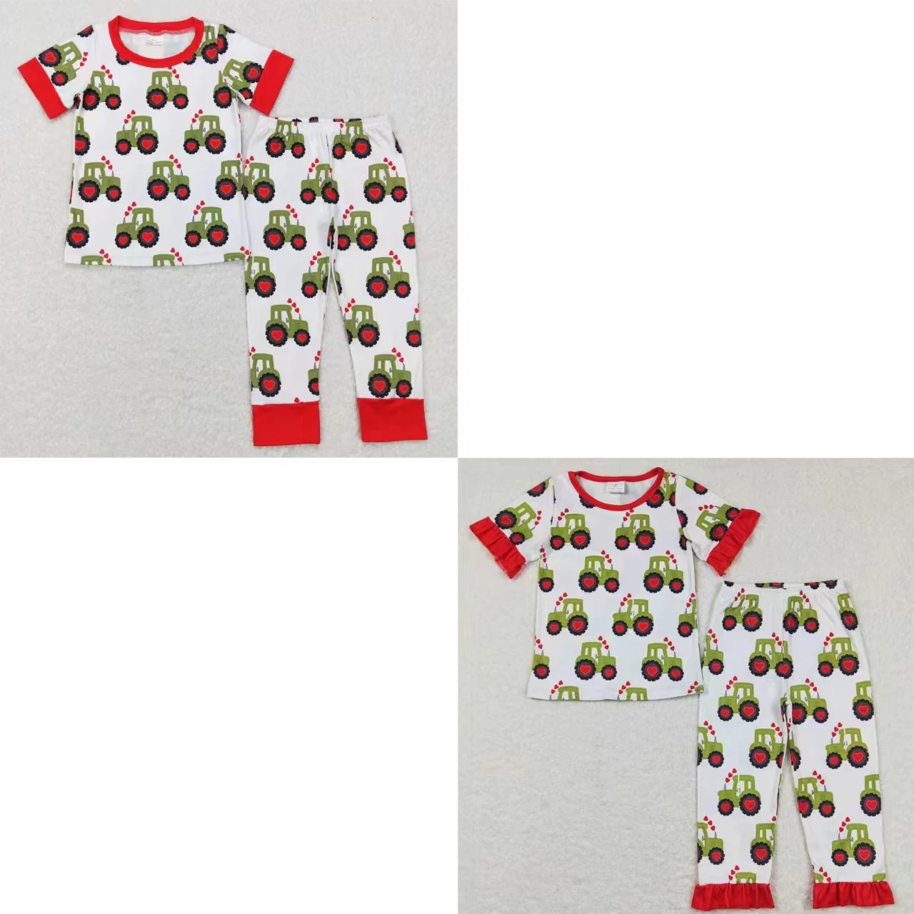 

Toddler Short Sleeve Tractors Hearts Shirt Children Pants Baby Boy Girl Set Pajamas Infant Kids Valentine's Day Sleepwear Outfit