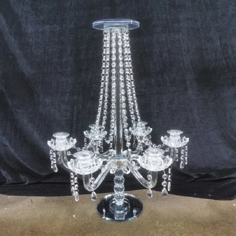 Romantic crystal candle holder, candlelight dinner with flower stand black ornament, high-end European candle holder