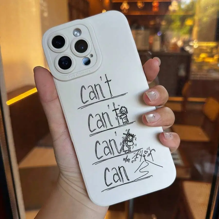 

Line Art Cant Can Phone Case For iPhone 15 14 13 12 11 Pro Max Mini TPU Frosted Back Cover