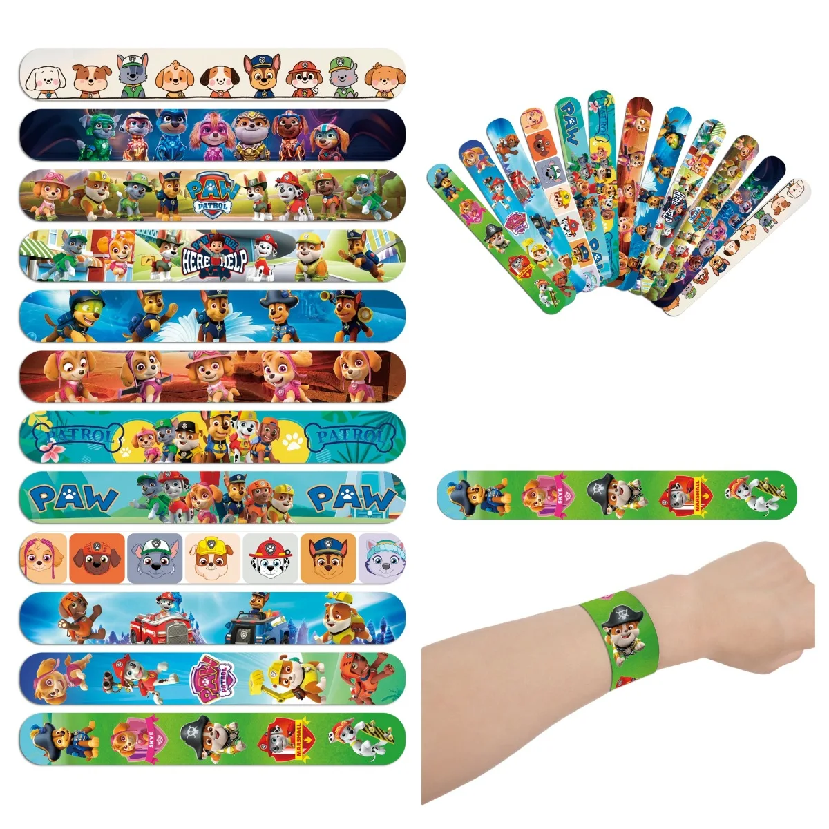 12Pcs/Set Paw Patrol Family Series Bracelet Ryder Marshall Rubble PVC Snap Circle Cartoon Pat Circle Bracelet Fun Gifts