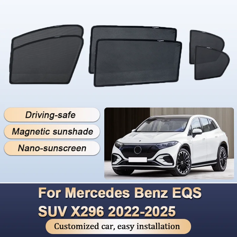 

Sun Shades For Mercedes Benz EQS SUV X296 2022 2023 2024 2025 Sunshades Magnetic Heat insulation Window Visor Car Accessories