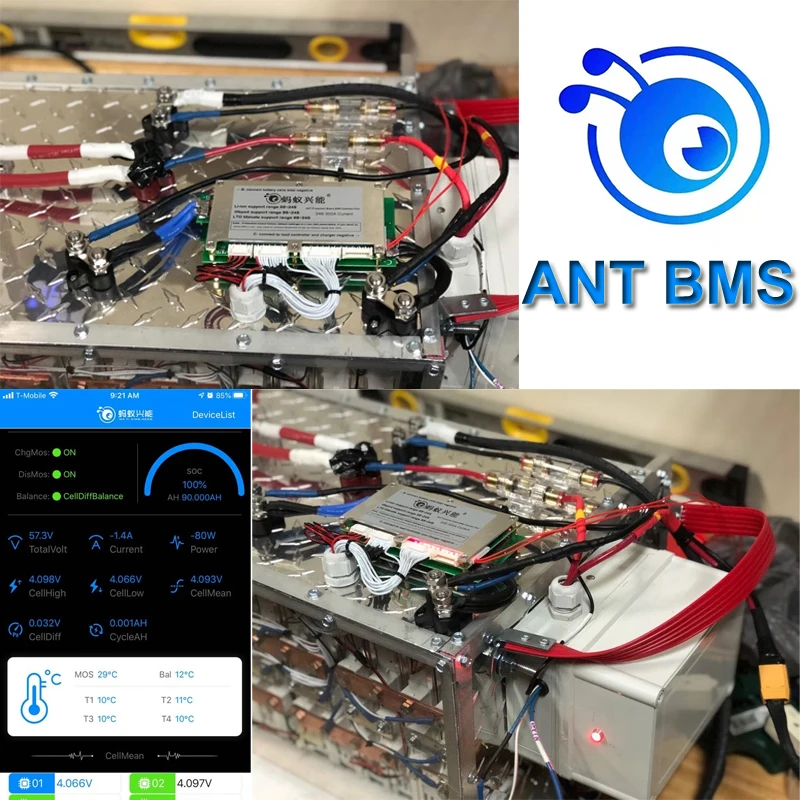 Ant BMS 8-20S Bluetooth Smart BMS with Balance Li-Ion LiFePo4 LTO Ebike Protection Board 18650 Battery 8S 16S 20S 500A 400A